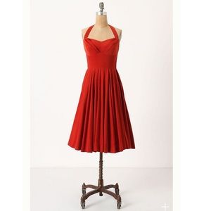 Girls From Savory Anthro Red Rhoda Halter Dress